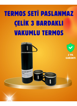 500 Ml Isı Korumalı Çelik Termos Ve Bardak Seti | Silikon Tabanlı, Şık Ve Pratik