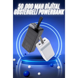 50.000 Mah Powerbank Turbo Hızlı Led Göstergeli Android İos Uyumlu Taşınabilir Askılı