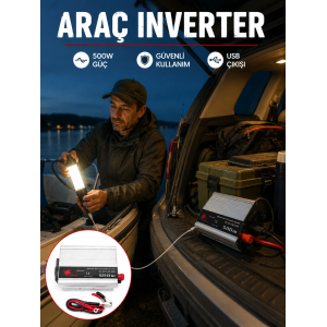 500w Araç İnverter Aküden Priz Dönüştürücü