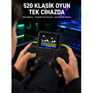 520 Oyunlu Taşınabilir El Oyun Konsolu Tv Bağlantılı Şarjlı Gamepad