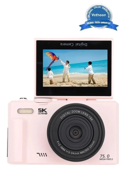 5k 75mp Hd Dijital Kamera 18x Dijital Zoom, Flaşlı,3.0 İnç Ekranlı Vlog Ve Fotoğraf Makinesi
