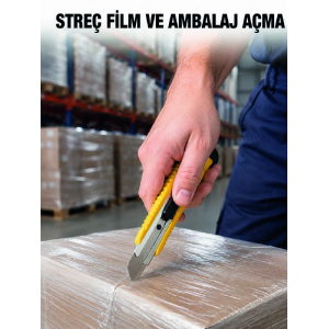 5’li Metal Falçata Seti Profesyonel Maket Bıçağı Kesici Falçata Sarı Ergonomik Saplı