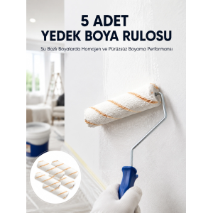 5’li Mini Rulo Boya Seti Duvar Tavan Emülsiyon Uygulama
