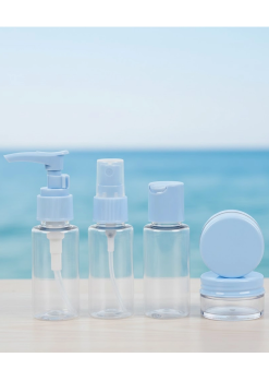 5’li Seyahat Dolum Şişe Seti 30 Ml Şeffaf Taşıma Çantalı