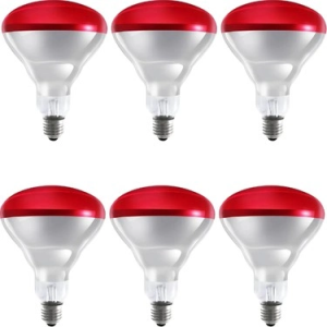 (6 Adet) 150w Kızılötesi Isıtıcılı Hayvan Isıtma Ve Kuluçka Lambası (kırmızı Işık) E27 (kalın Duy)