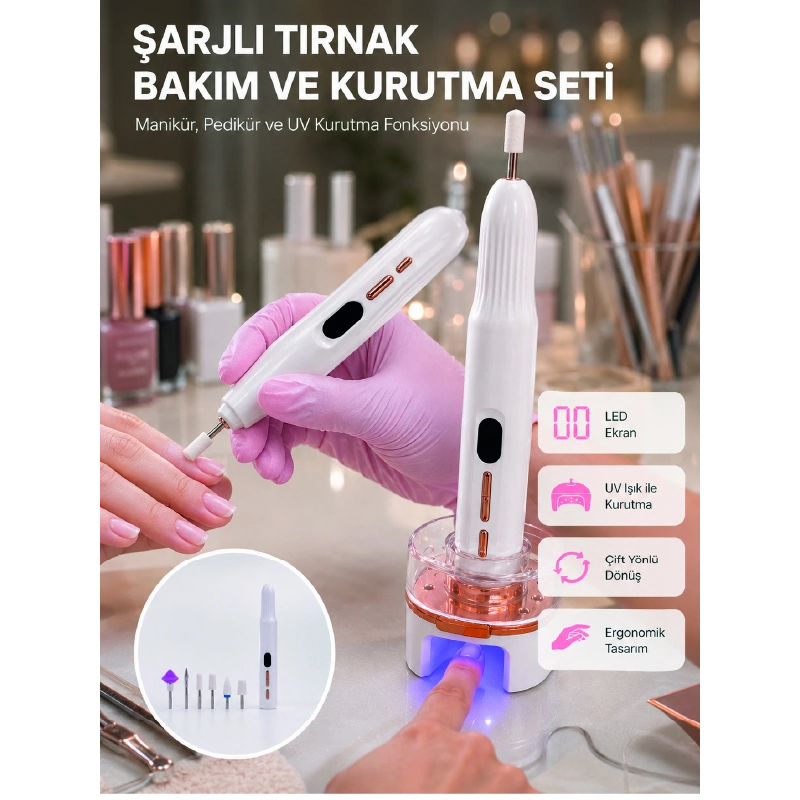 6 Değiştirilebilir Başlık İle Çok Amaçlı Tırnak Bakım Seti 6 Değiştirilebilir Başlık İle Çok Amaçlı Tırnak Bakım Seti