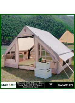 6 Kişilik 4 Mevsim 2 Kapılı Tavan Pencereli  Şişme Çadır 300*210*200cm