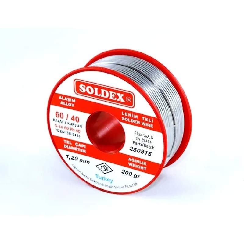 60-40 Lehim Teli 200 Gr 1,2 Mm - Sn:60 / Pb:40 60-40 Lehim Teli 200 Gr 1,2 Mm - Sn:60 / Pb:40