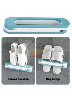 Plastik Banyo Terlik Ve Havlu Tutucu Portatif Pratik  Kapı Arkası Duvara Yapıştırmalı  Ayakkabı Rafı