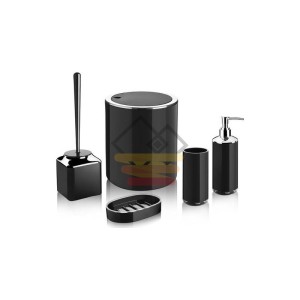Akrilik Ve Yuvarlak Model Banyo Takımı 5 Parça Set (siyah)