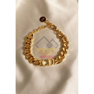 Kadın Gold Cd Harfli Christian Dior Model Kalın Zincir Bileklik Altın Renk