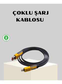 65w Çoklu Şarj Kablosu 4’ü 1 Arada Örgülü Hızlı Veri Aktarım Usb-c Usb-a