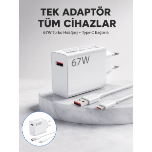 67 Watt Güvenli Hızlı Şarj Adaptörü Samsung M31 M33 M51 Uyumlu Yeni Nesil