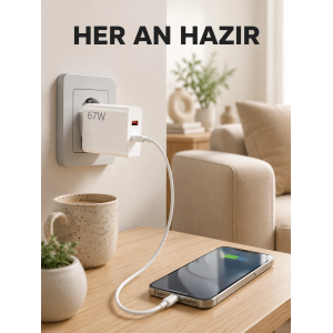 67 Watt Type C Şarj Adaptörü Asus Zenfone 7 8 9 Uyumlu Yeni Nesil