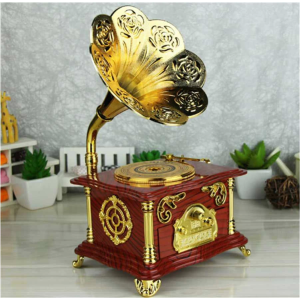 Nostaljik Tasarımlı Kurmalı Ve Çekmeceli Gramofon Müzik Kutusu (kahverengi)