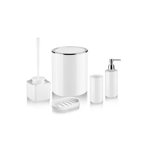 Akrilik Ve Yuvarlak Model Banyo Takımı 5 Parça Set (beyaz)