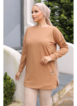 Yeni Stil Bej Arma Detay Tunik 10020