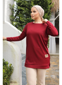 Yeni Stil Bordo Arma Detay Tunik 10020