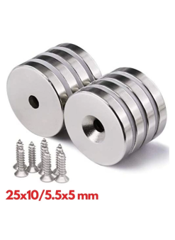 25x10-5.5x5 Mm Neodyum Mıknatıs 20 Adet, Yuvarlak,n35 Nikel Kaplamalı Kaliteli Ve Dayanıklı Ürün