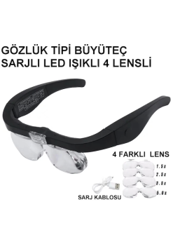 - Şarjlı Gözlük Büyüteç  4 Farklı Lens -11537dc