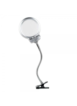 -2.5x130 Mm 5x24 Mm Led Aydınlatmalı Büyüteç,masa Üstü Metal Hortum Mandallı-mg15124-c