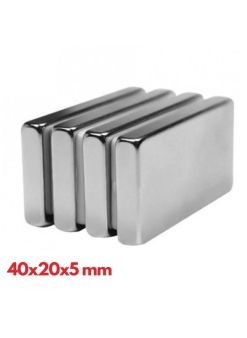 5 Adet 40x20x5 Mm Neodyum Mıknatıs , Köşeli N35 Nikel Kaplamalı Kaliteli Ve Dayanıklı Ürün