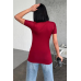 Rahat Ve Şık Kısa Kollu Bisiklet Yaka Likralı Viskon Penye Body Bordo
