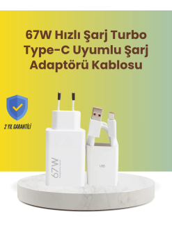 67w Hızlı Şarj Adaptörü Ve Veri Aktarım Özellikli Type-c Kablo Seti
