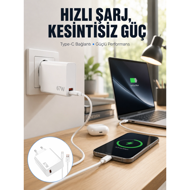 67w Type-c Turbo Şarj Cihazı – Aşırı Akım Ve Isı Koruması, Seyahat Uyumlu Yeni Nesil 67w Type-c Turbo Şarj Cihazı – Aşırı Akım Ve Isı Koruması, Seyahat Uyumlu Yeni Nesil