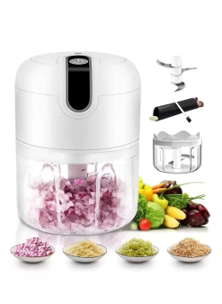 Pratik Mini El Rondosu Şarjlı Çelik 3 Bıçaklı 250 Ml Mutfak Robotu Hazneli Rondo Sebze Et Doğrayıcı Rende