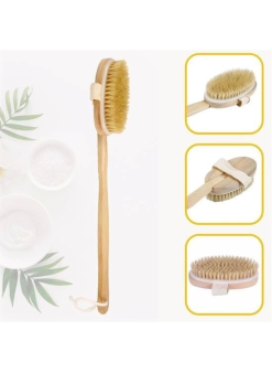 Doğal At Kılı Selülit Karşıtı Sapı Çıkabilen Ahşap Banyo Fırçası