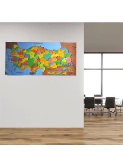 Renkli Türkiye Haritası Manyetik Yapıştırıcı Gerektirmeyen Duvar Stickerı 118 Cm * 56 Cm