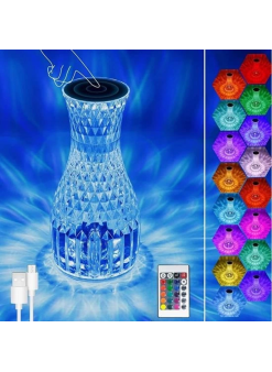 Sürahi Model Usb Şarjlı Kumandalı 16 Farklı Işık Modlu Masa Üstü Kristal Akrilik Lamba Led