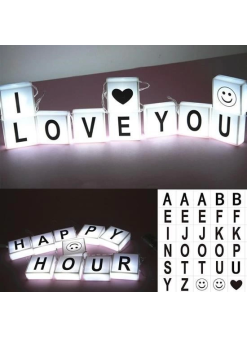 10lu Lightbox Işıklı Harf Mesaj Panosu Dekoratif  Harf Işık Zinciri