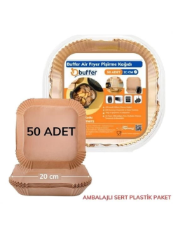 50 Adet Air Fryer Pişirme Kağıdı Tek Kullanımlık Yağ Geçirmez Yapışmaz Kare Tabak Model Pvc