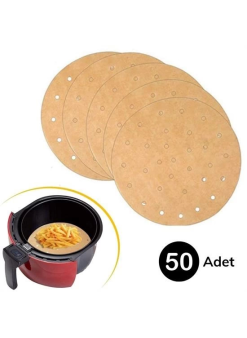 50 Adet Air Fryer Pişirme Kağıdı Tek Kullanımlık Gıda Pişirme Kağıdı Delikli Yuvarlak Model