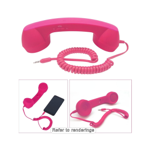 Cep Telefonları İçin Hoparlör Ve Mikrafon Görevli Retro Kablolu Telefon Ahizesi (pembe)