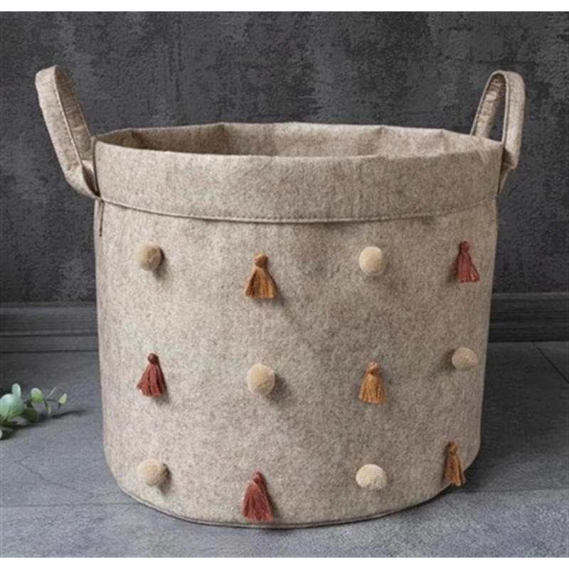 Katlanabilir Çok Amaçlı Ponponlu Yuvarlak Düzenleyici Saklama Kutusu Organizer Keçe (maxi Boy) - 03778 Katlanabilir Çok Amaçlı Ponponlu Yuvarlak Düzenleyici Saklama Kutusu Organizer Keçe (maxi Boy) - 03778