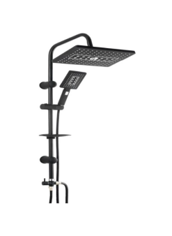 Lüks Robot Duş Seti Mat Siyah Dikdörtgen | Çok Fonksiyonlu Yağmur Robot Duş Sistemi Siyah