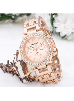 Zarif Ve Şık Özel Tasarım Zirkon Taşlı Metal Bayan Kol Saati (rose)