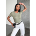 Rahat Ve Şık Kısa Kollu Bisiklet Yaka Likralı Viskon Penye Body Haki Rahat Ve Şık Kısa Kollu Bisiklet Yaka Likralı Viskon Penye Body Haki