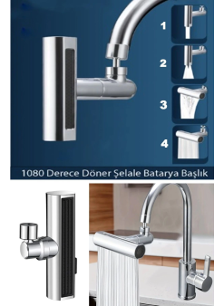 Krom Tasarruflu Şelale Musluk Başlığı 4 Modlu, Ayarlanabilir, Su Tasarrufu Sağlayan Pratik Başlık