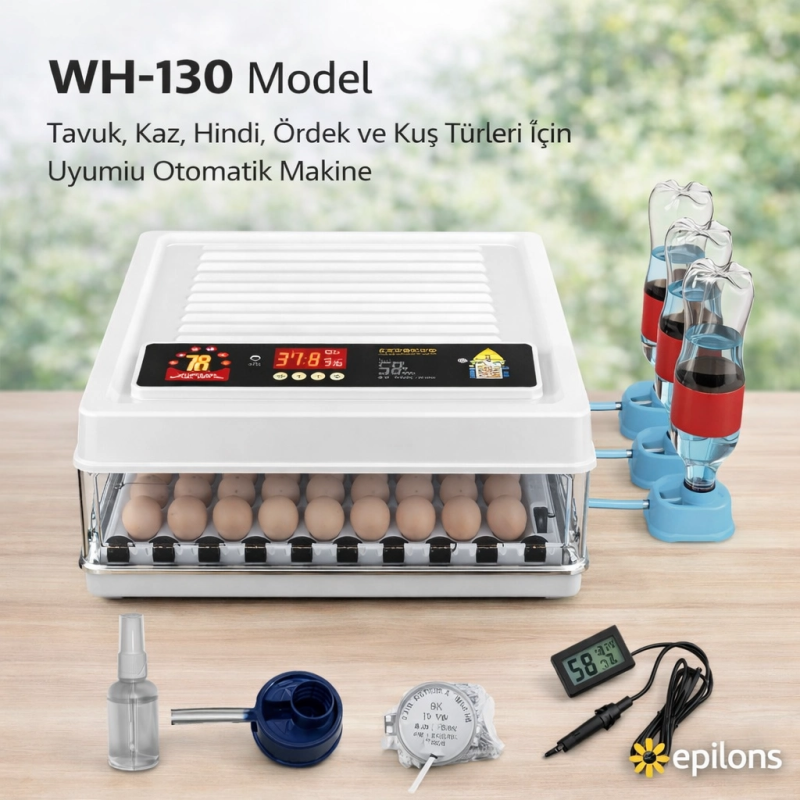 Wh-130 Kuluçka Makinesi -tavuk Kaz Hindi Ördek Ve Kuş Türleri Uyumlu Yedek Motor Hediyeli Wh-130 Kuluçka Makinesi -tavuk Kaz Hindi Ördek Ve Kuş Türleri Uyumlu Yedek Motor Hediyeli