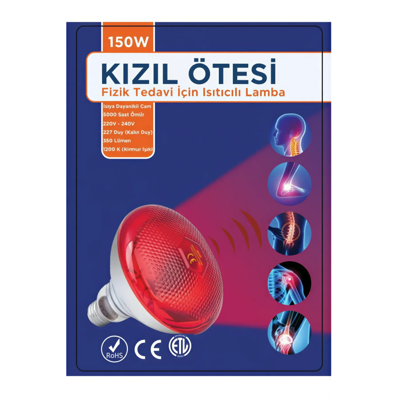 150w Kızılötesi (infrared) Isıtıcılı Fizik Tedavi Lambası (kırmızı Işık) E27 (kalın Duy) 150w Kızılötesi (infrared) Isıtıcılı Fizik Tedavi Lambası (kırmızı Işık) E27 (kalın Duy)