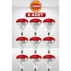 (6 Adet) 150w Kızılötesi Isıtıcılı Hayvan Isıtma Ve Kuluçka Lambası (kırmızı Işık) E27 (kalın Duy)