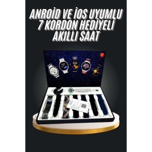 7 Kordonlu Akıllı Saat Siyah Kasa Dokunmatik Ekran Uyku Ve Sağlık Takibi