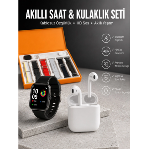 7 Kordonlu Akıllı Saat Ve 2.nesil Kulaklık Yüksek Ses Kaliteli Uzun Pil Ömrü