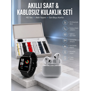 7 Kordonlu Akıllı Saat Ve 3.nesil Kulaklık Dokunmatik Ekran Sesli Görüşme Yapabilen