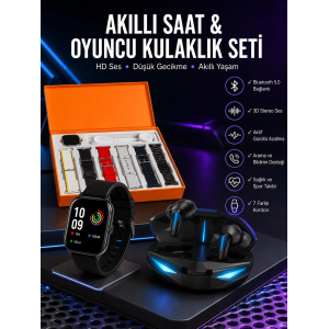7 Kordonlu Akıllı Saat Ve  Kulaklığı Anc Özelliği Kulak İçi Mikrofonlu Sesli Görüşme