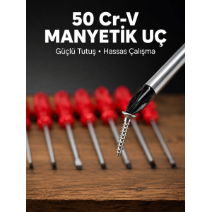 7 Parça Tornavida Seti Manyetik Uç Ergonomik Sap